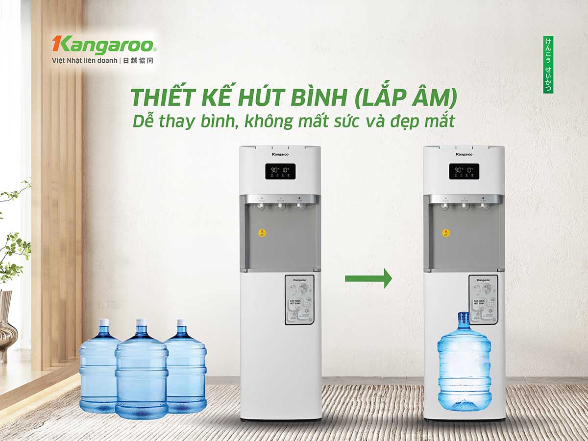 Cây nước nóng lạnh Kangaroo KGWD03B1D thiết kế hút bình